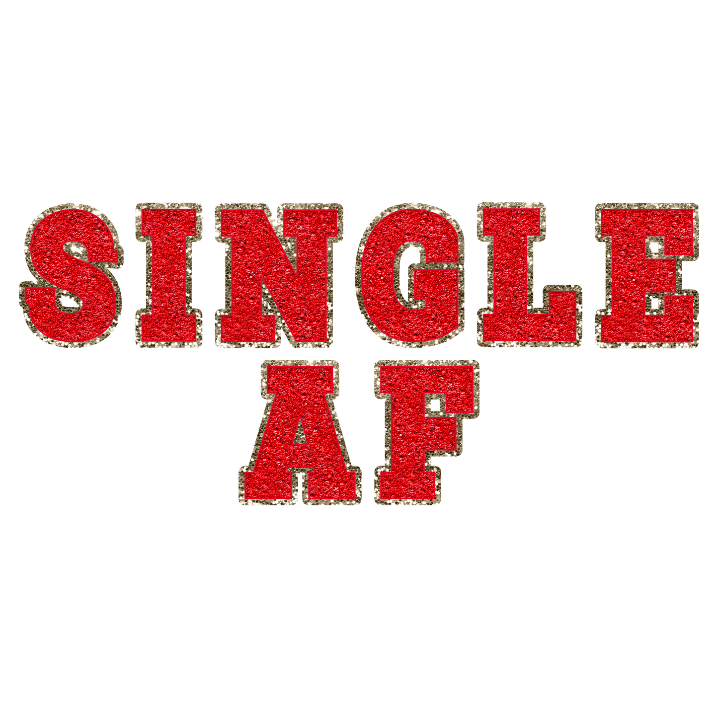 Faux chenille Single AF red dtf transfer