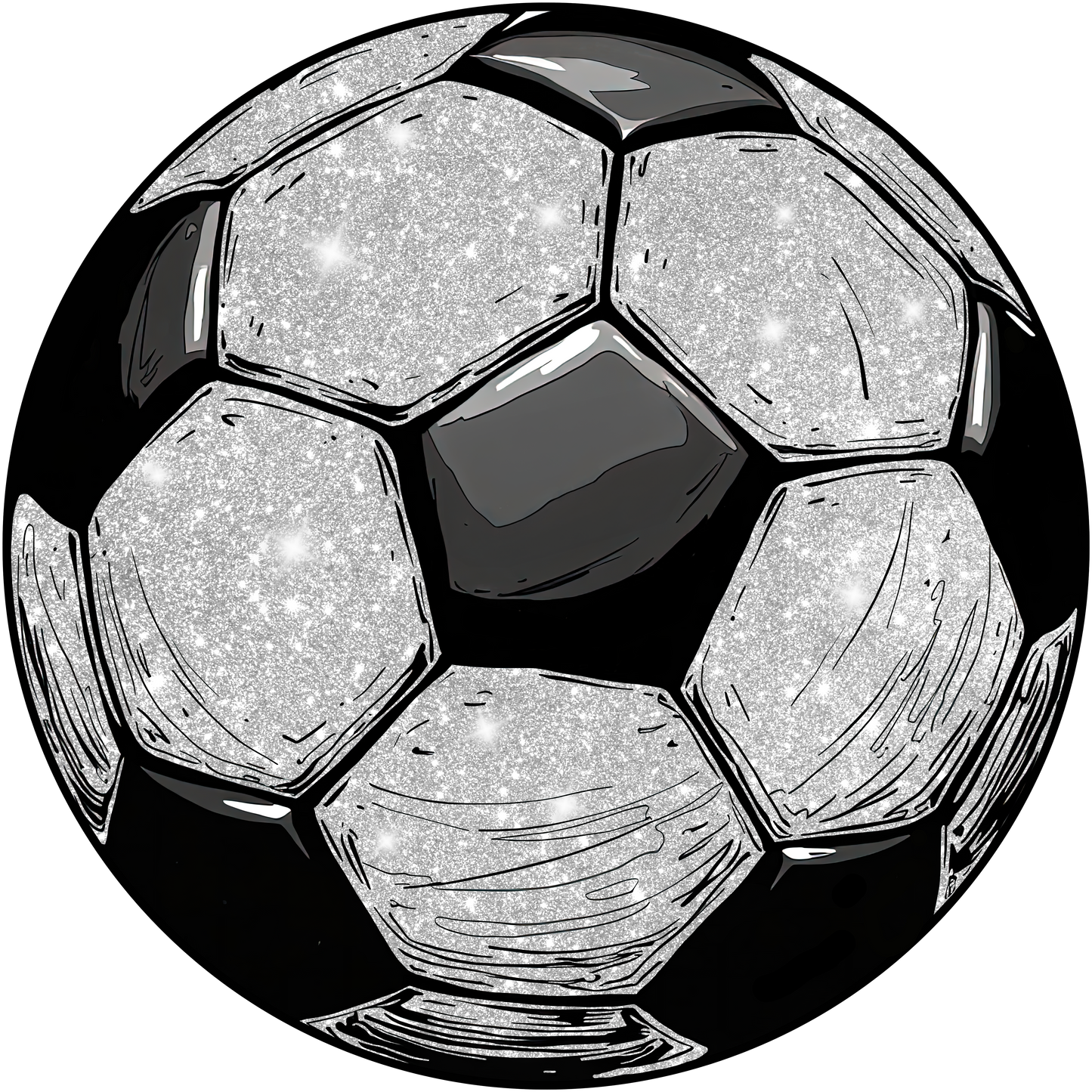 faux glitter soccer dtf transfer