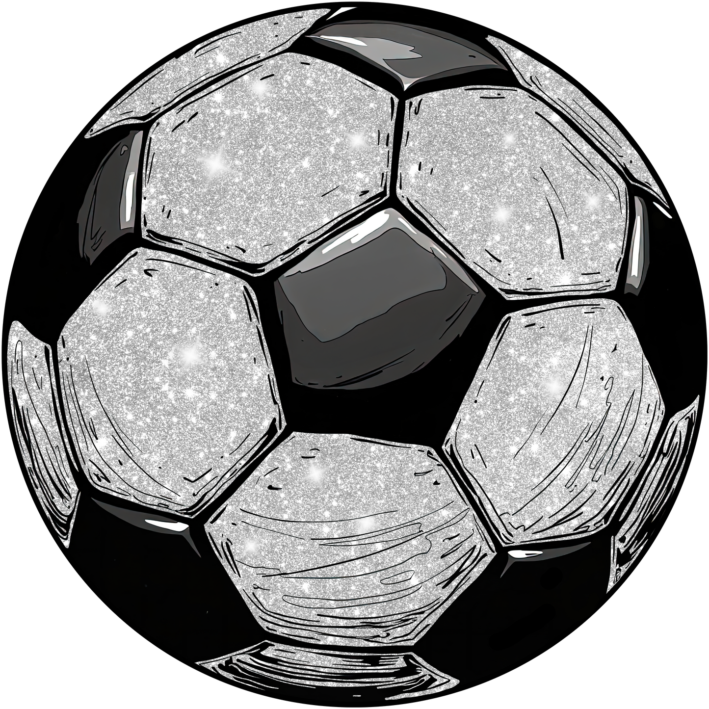 faux glitter soccer dtf transfer
