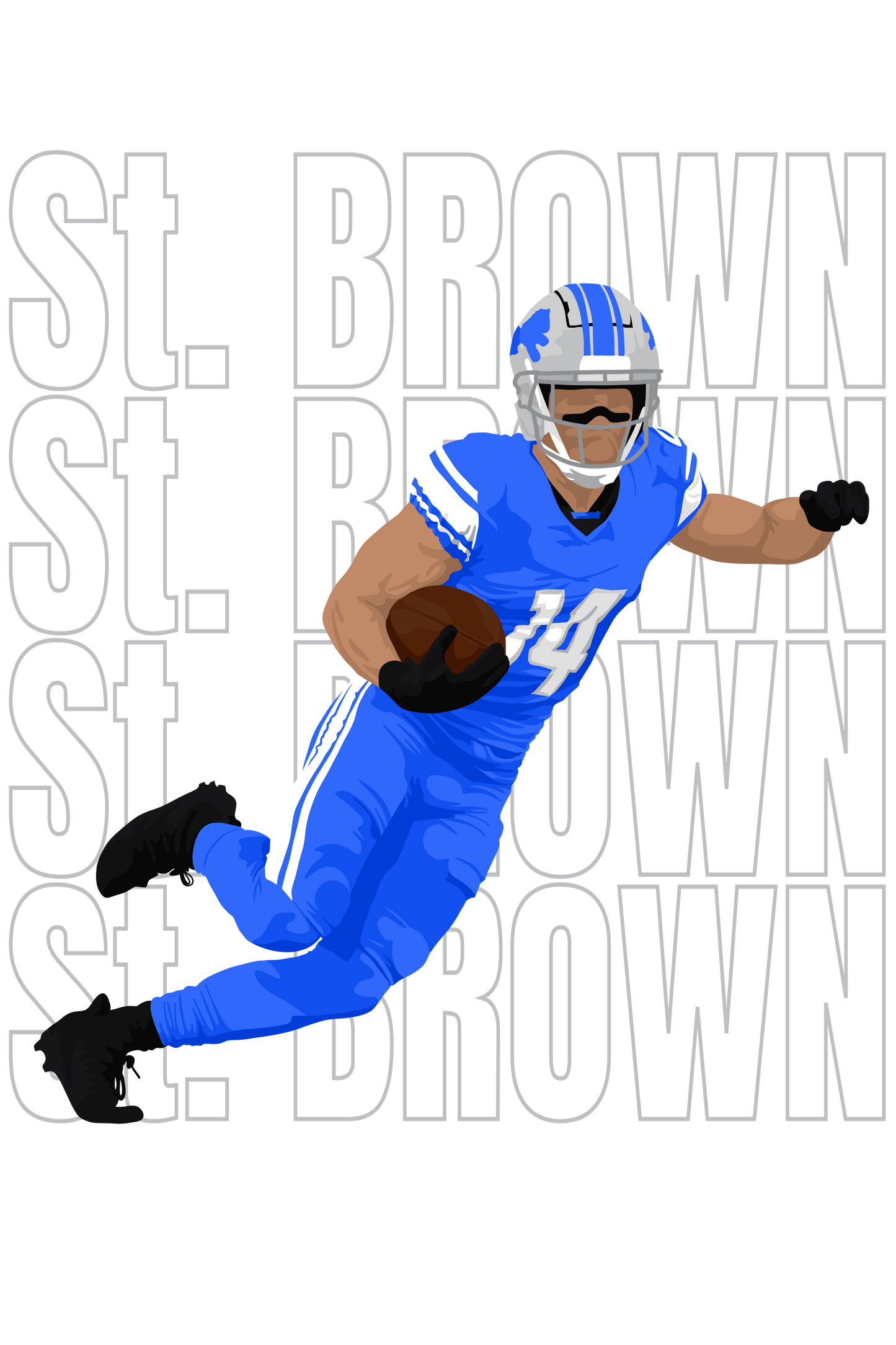 Detroit St Brown Blue dtf transfer