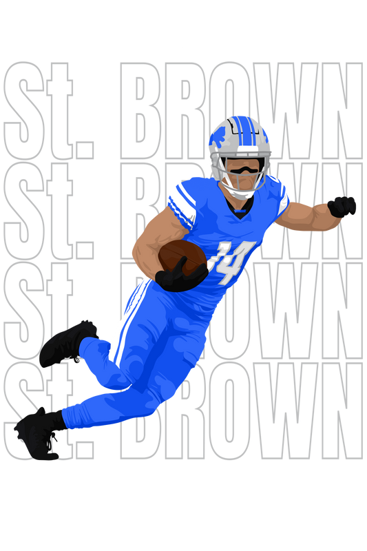 Detroit St Brown Blue dtf transfer