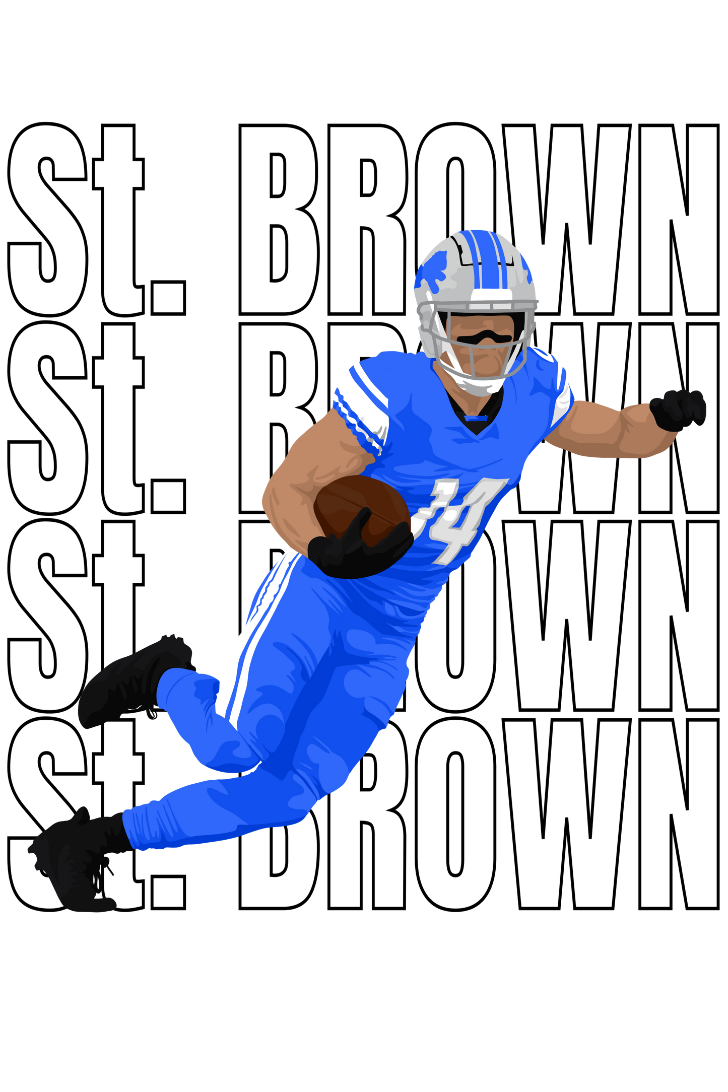 Detroit St Brown Blue dtf transfer