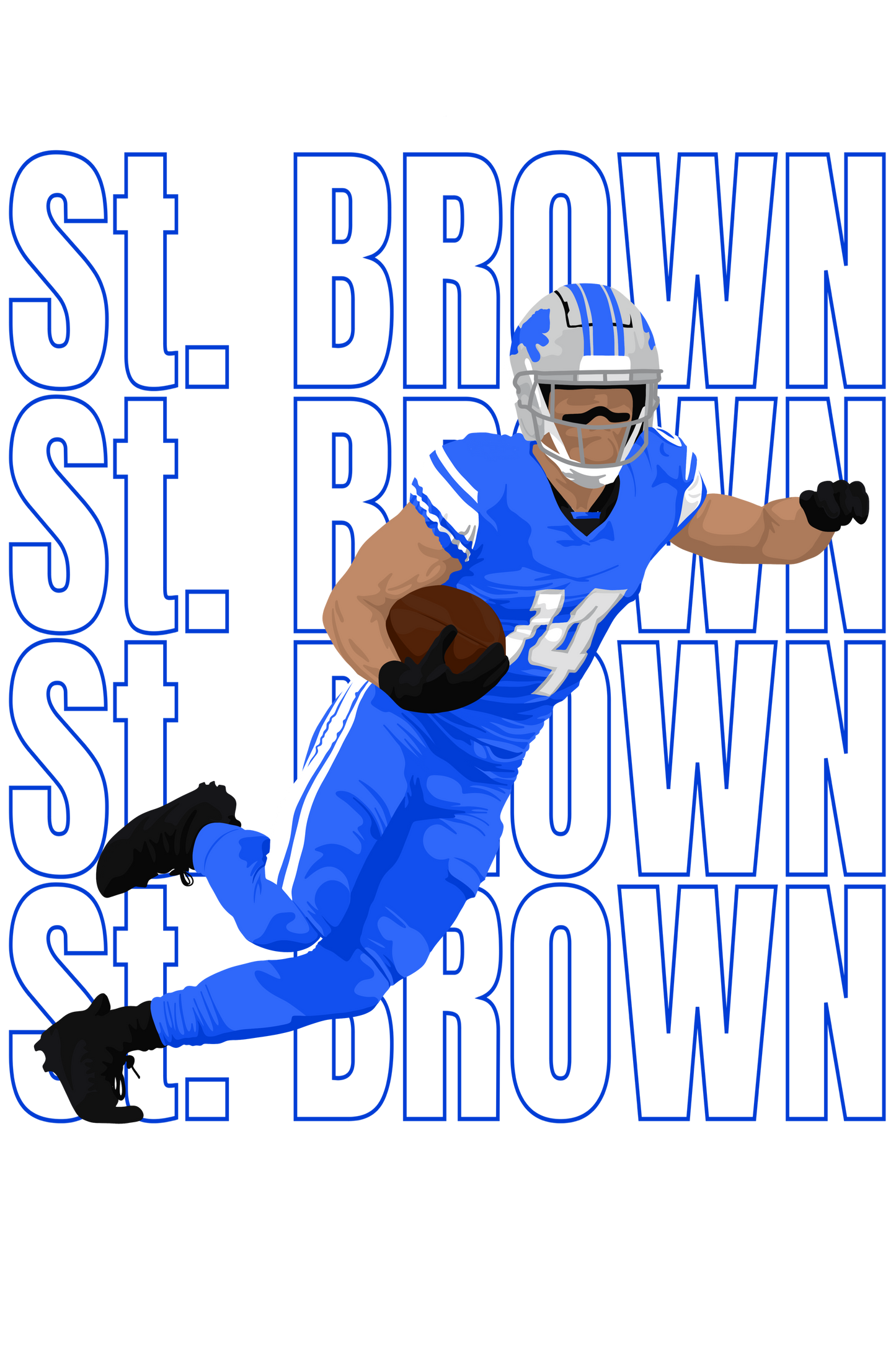 Detroit St Brown Blue dtf transfer