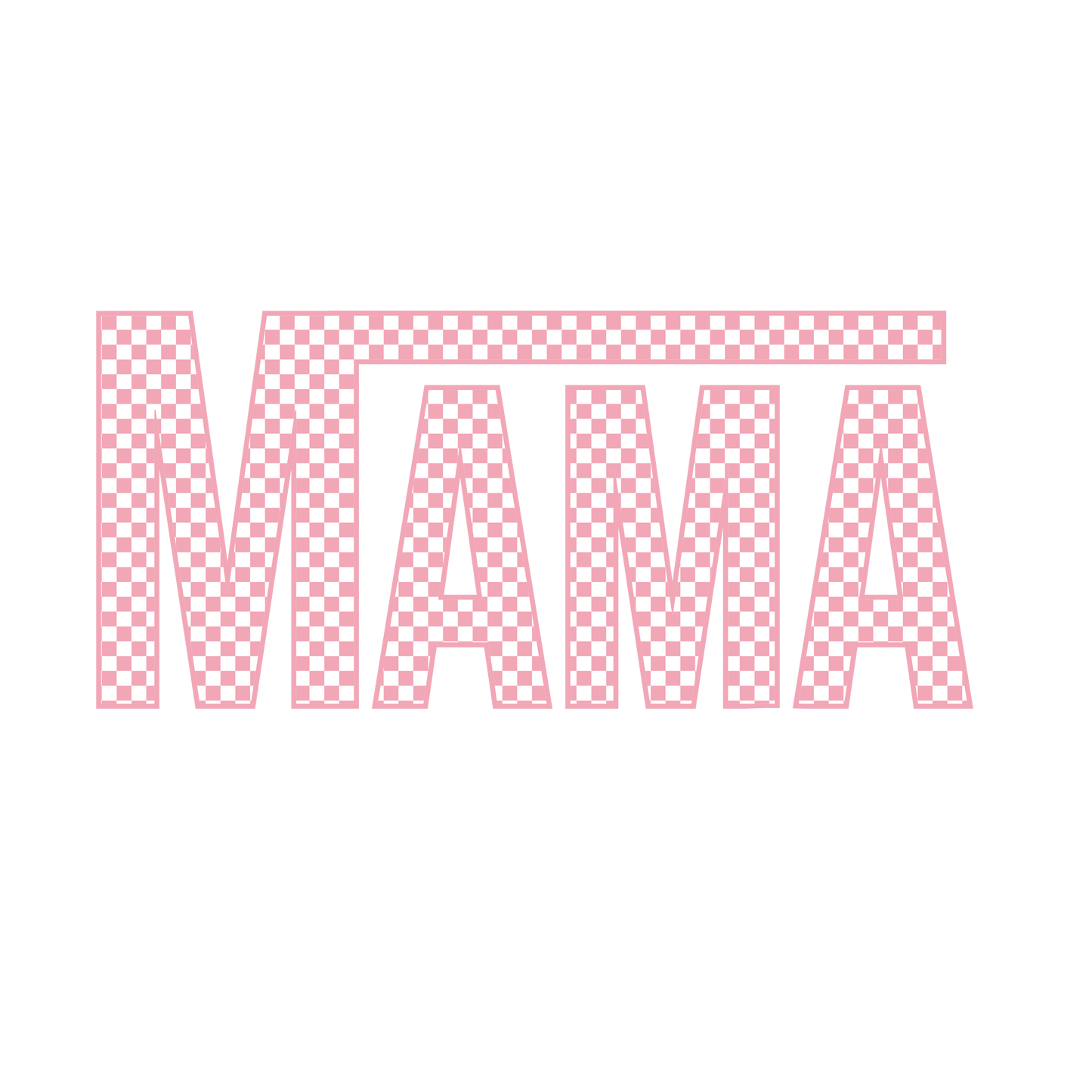 checkered light pink mama dtf transfer