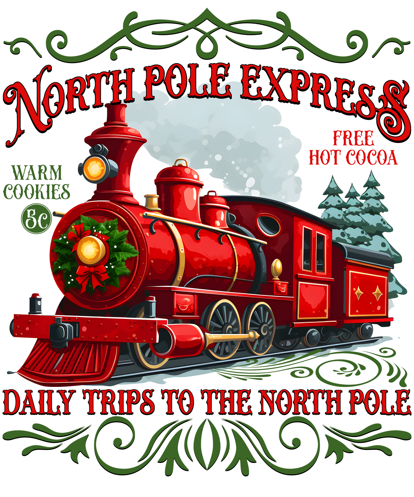 Train Christmas DTF Transfer