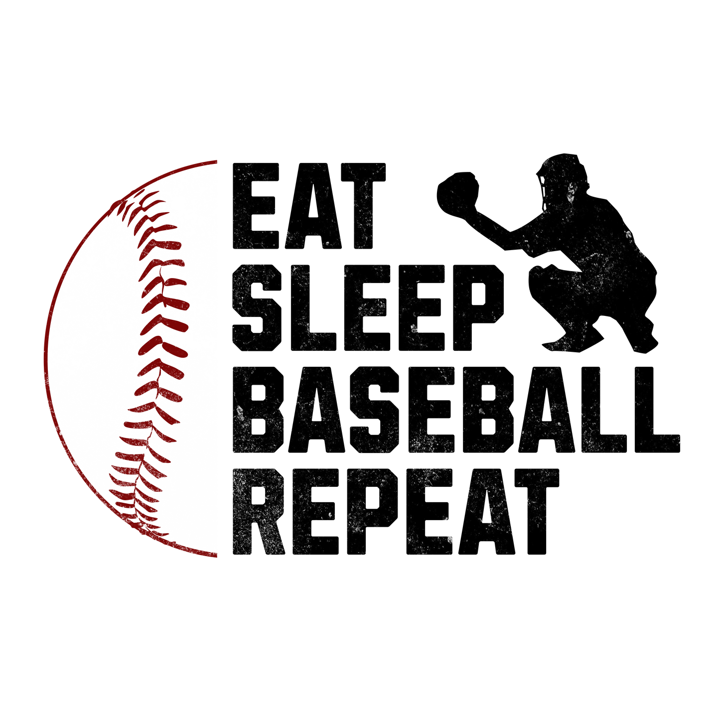 eat sleep baseball repeat blk dtf transfer