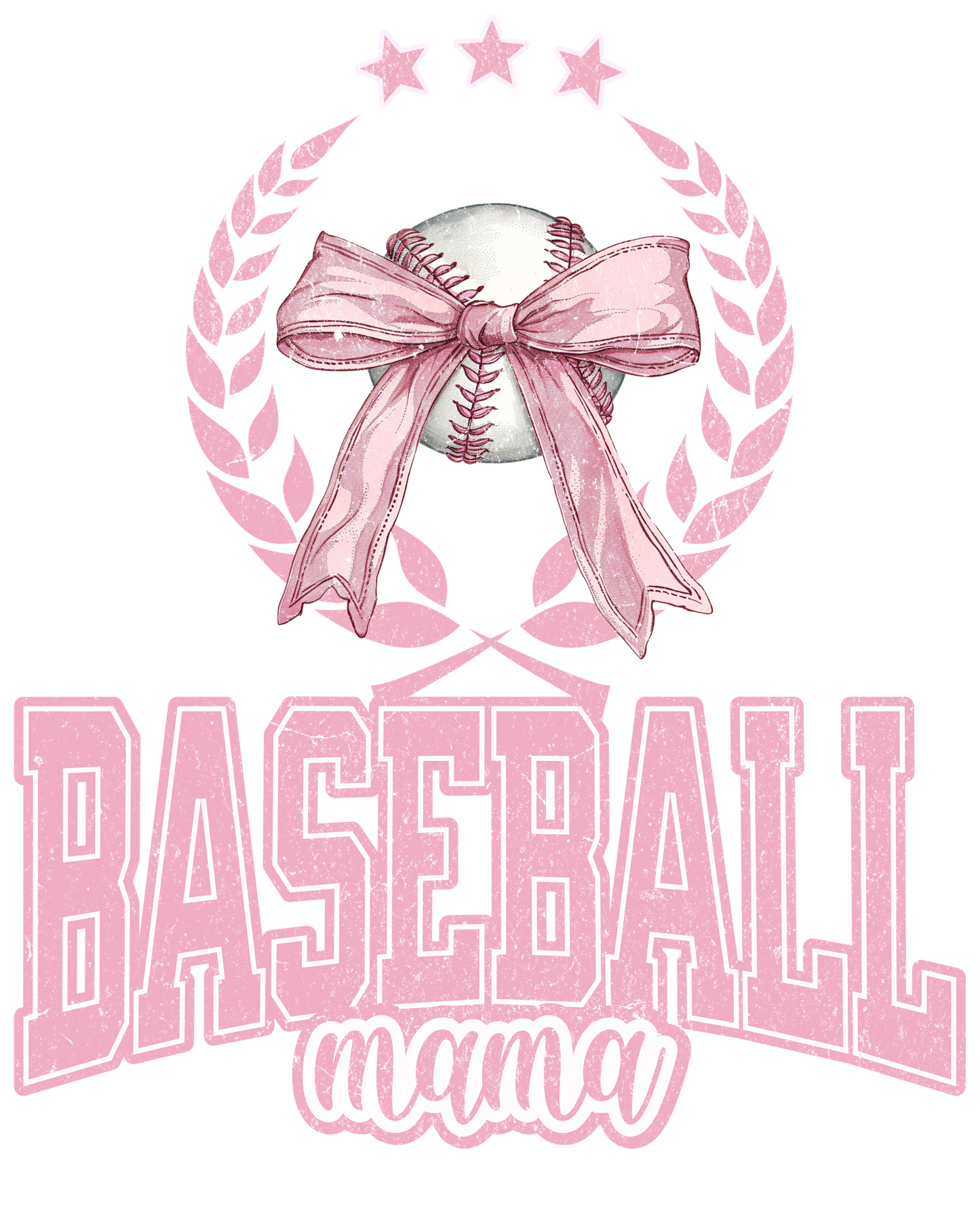 baseball mama bow dtf transfer