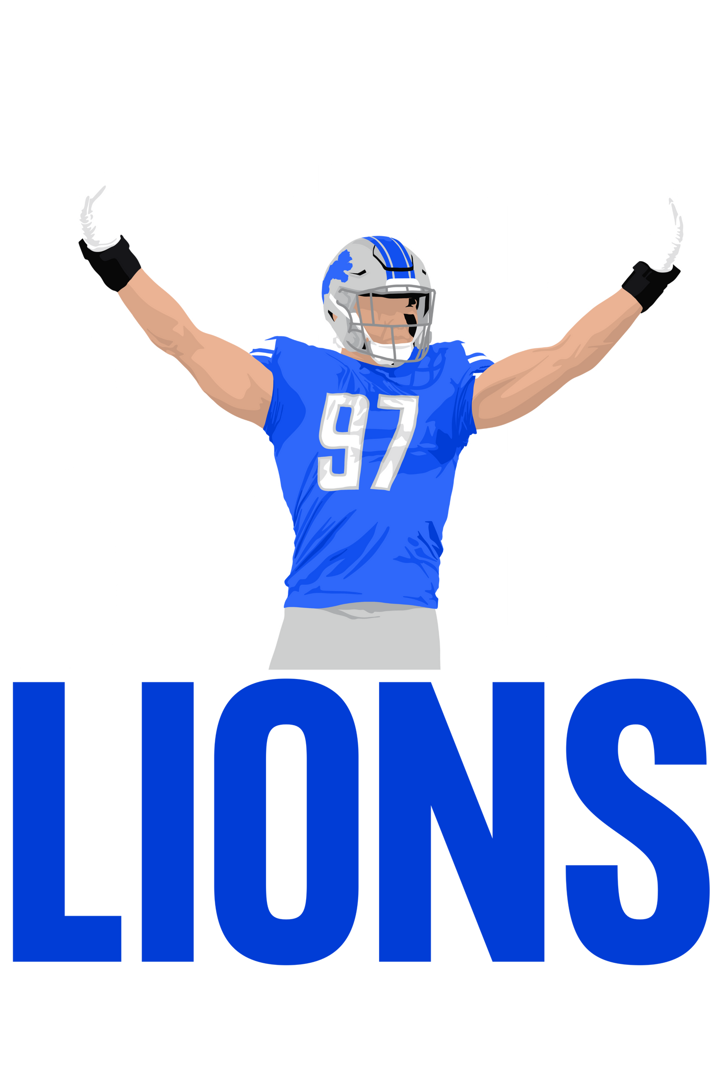 Det Lions hands up dtf transfer
