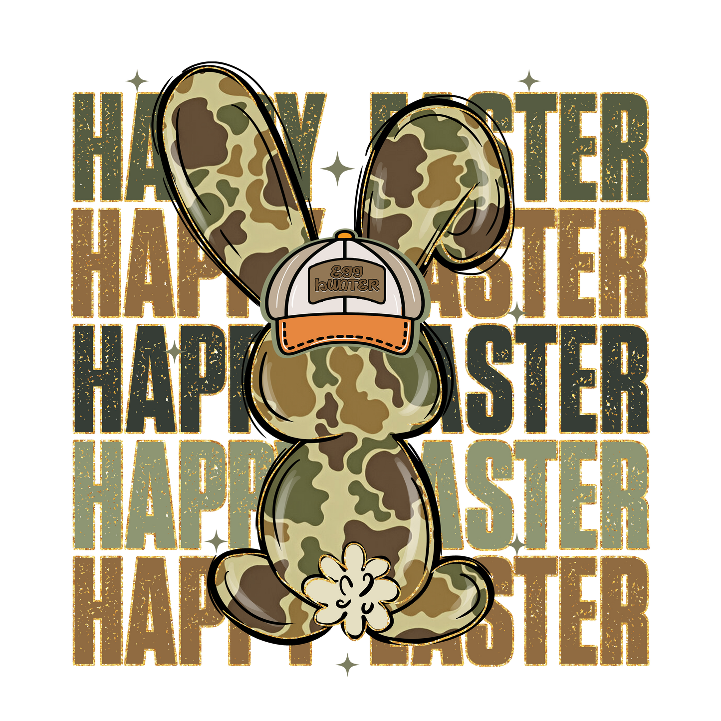 CAMO HAPPY EASTER BUNNY DTF TRANSFER