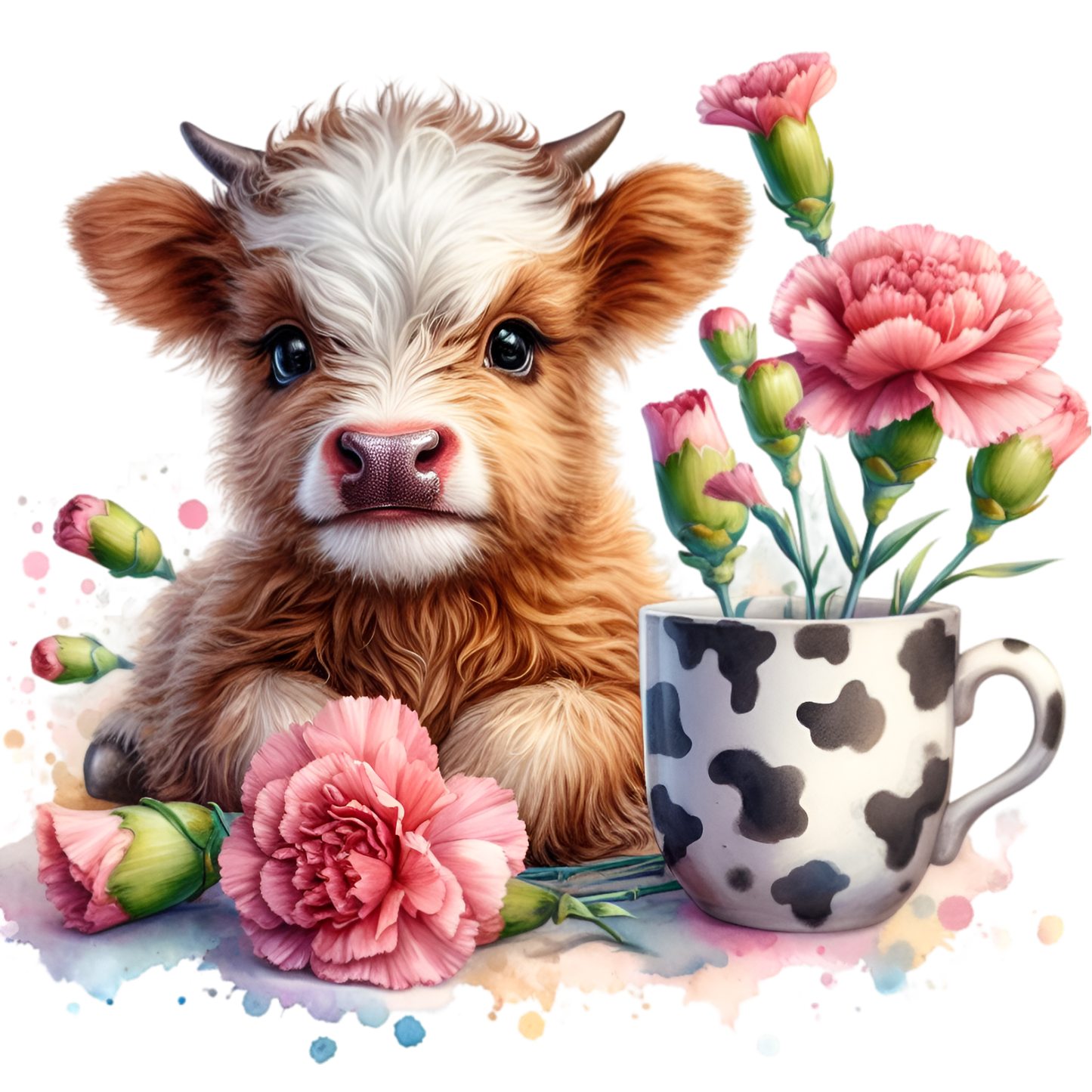 Cow Flowers dtf transfer