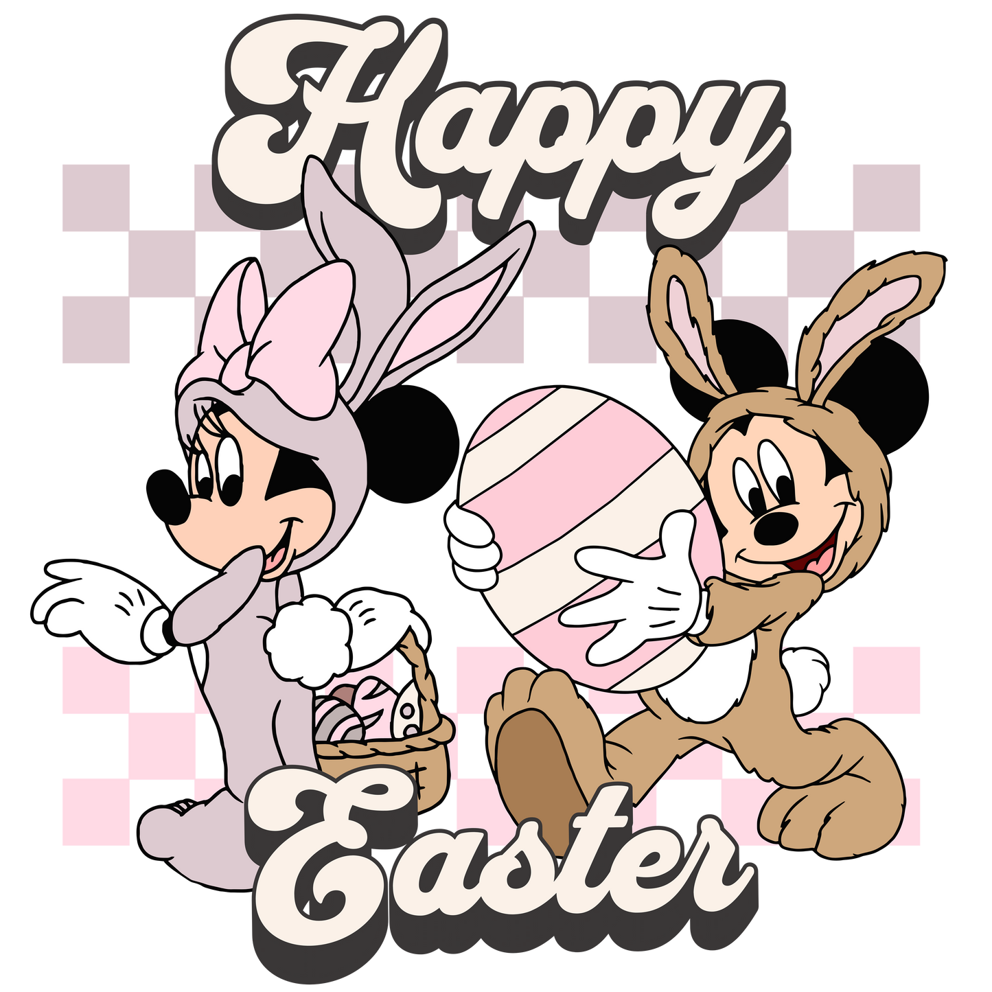 pink Happy Easter M&M dtf transfer