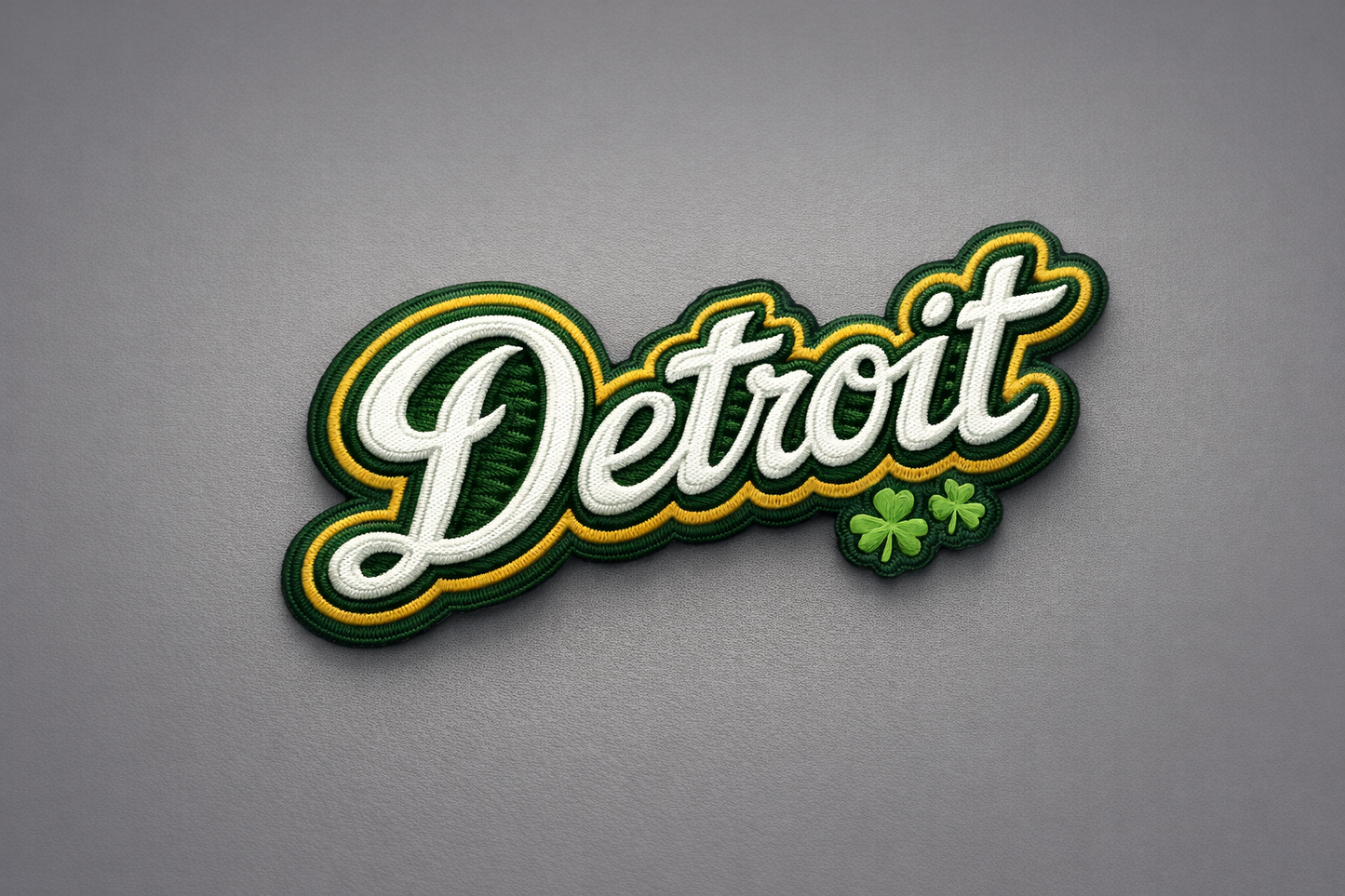 Detroit shamrock faux embroidery patch dtf transfer