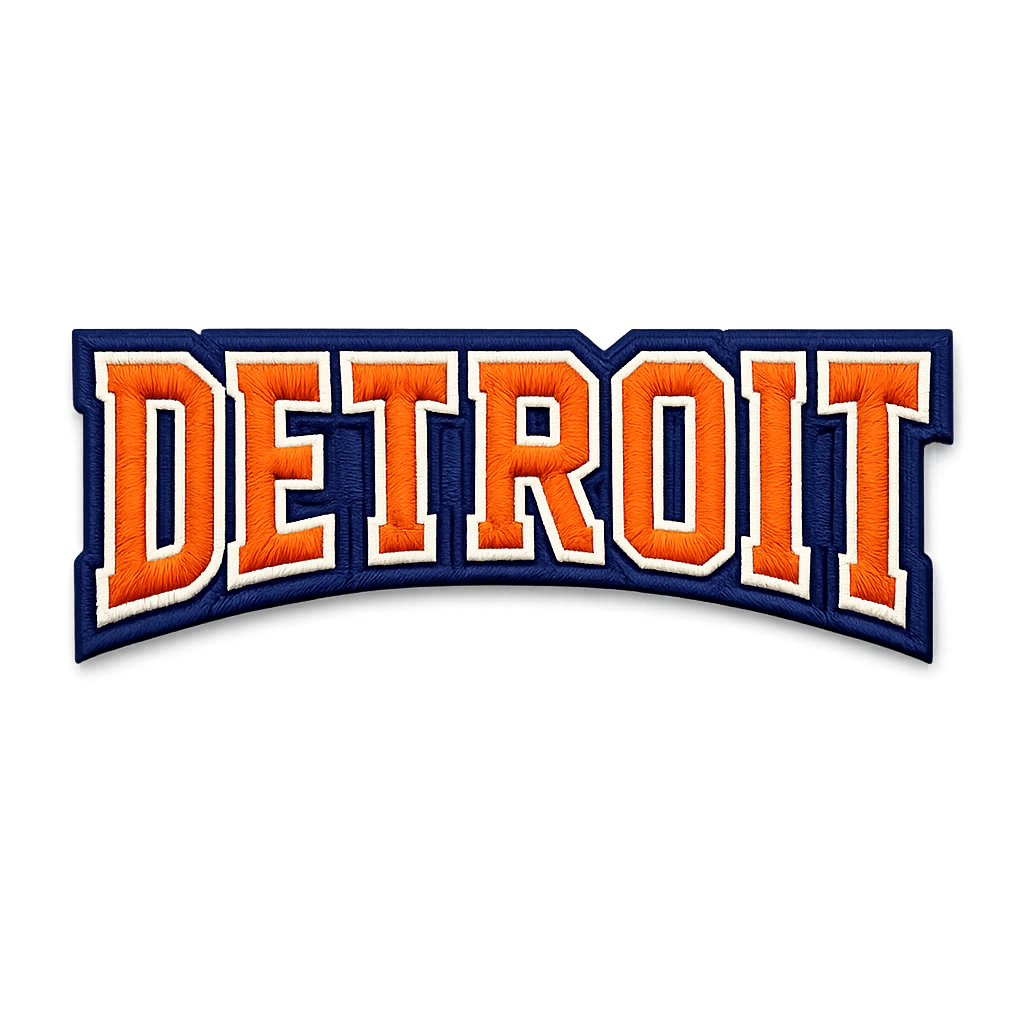 Detroit faux embroidery patch dtf transfer