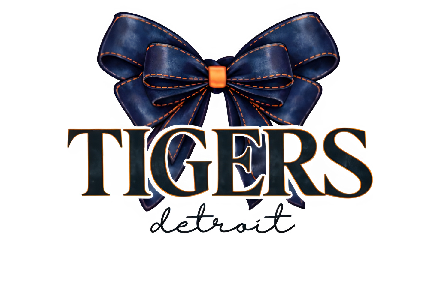 Logo with a blue bow and 'Tigers Detroit' text on a white background