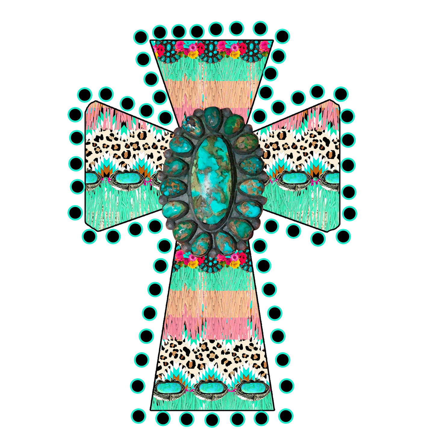 Turquoise cross Dtf transfer