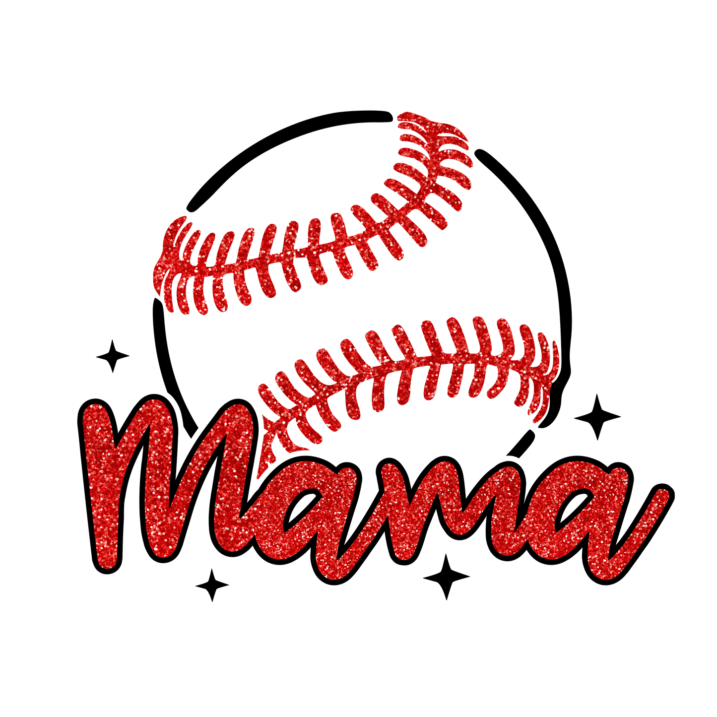 Faux Glitter Baseball Mama Dtf transfer - Hur&Co.