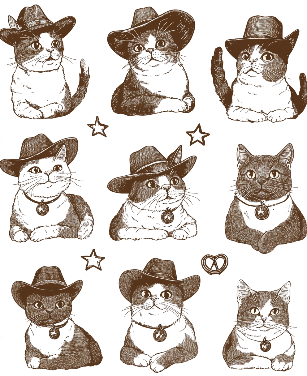 cowboy kitty dtf transfer