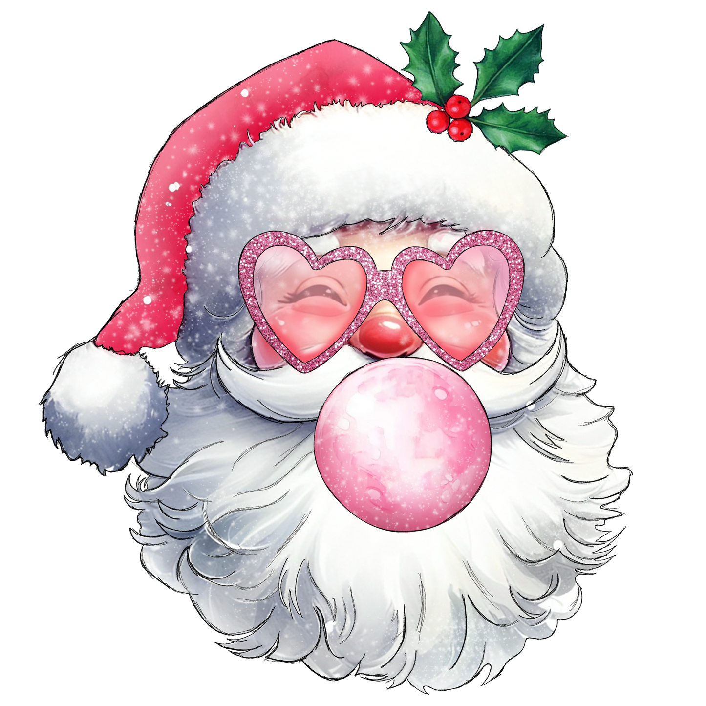 Santa with bubble gum DTF Transfer - Hur&Co.