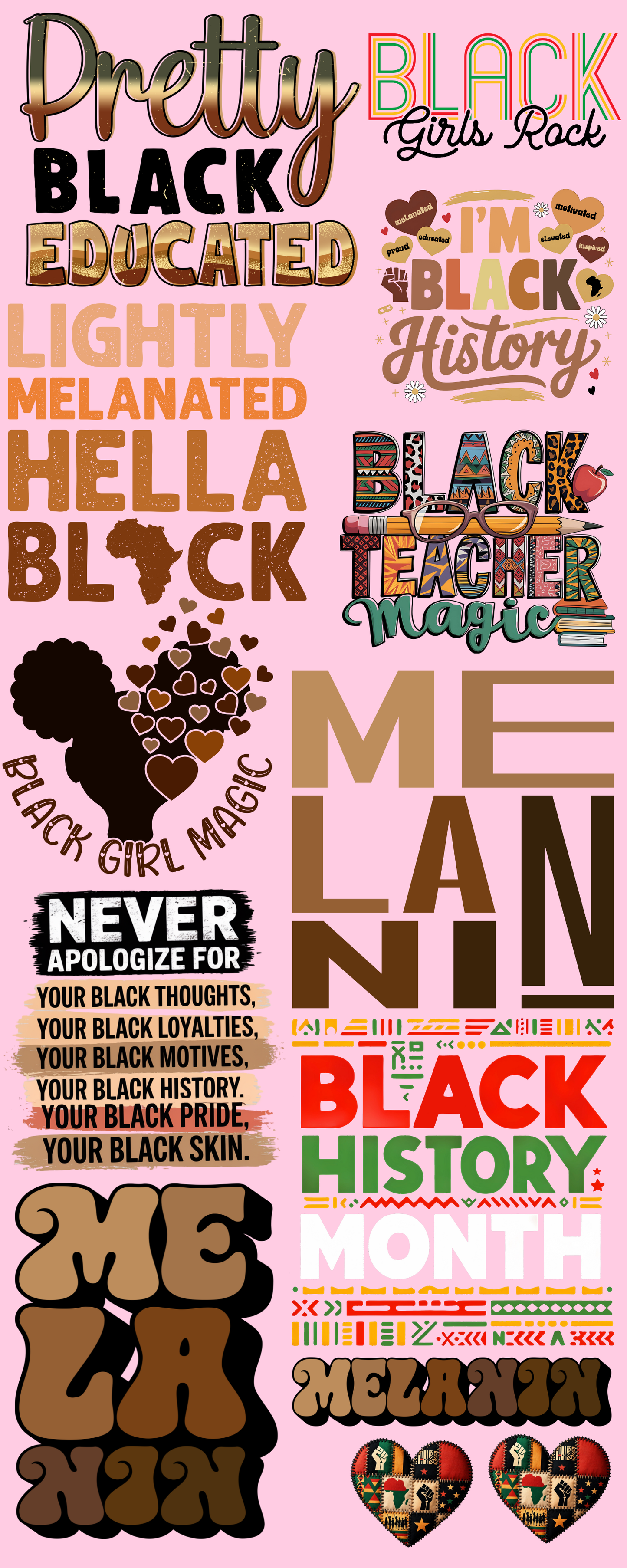 Pre-made Black History gang sheet 16x40