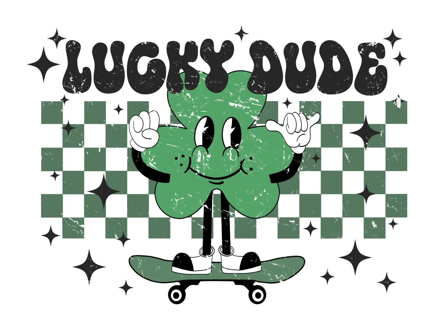 lucky dude distressed dtf transfer
