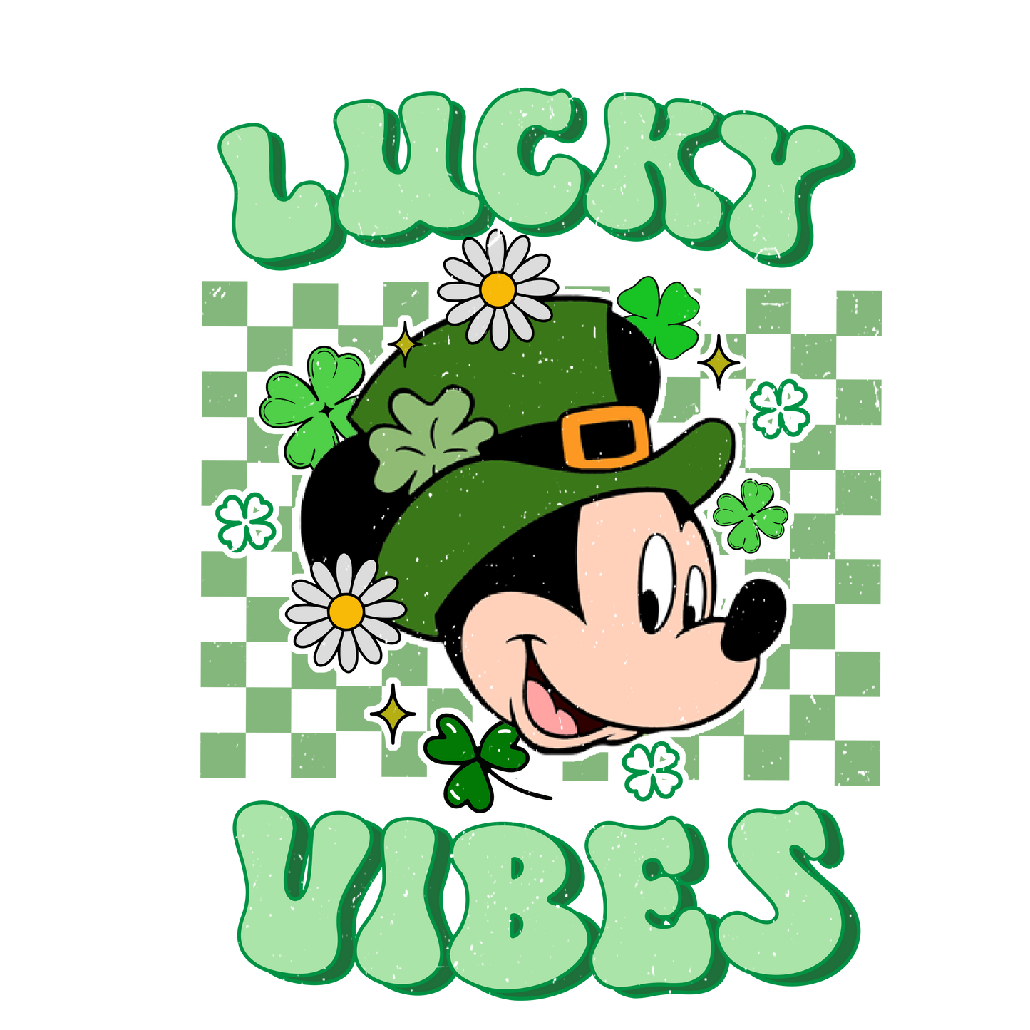 Lucky vibes mickey dtf transfer
