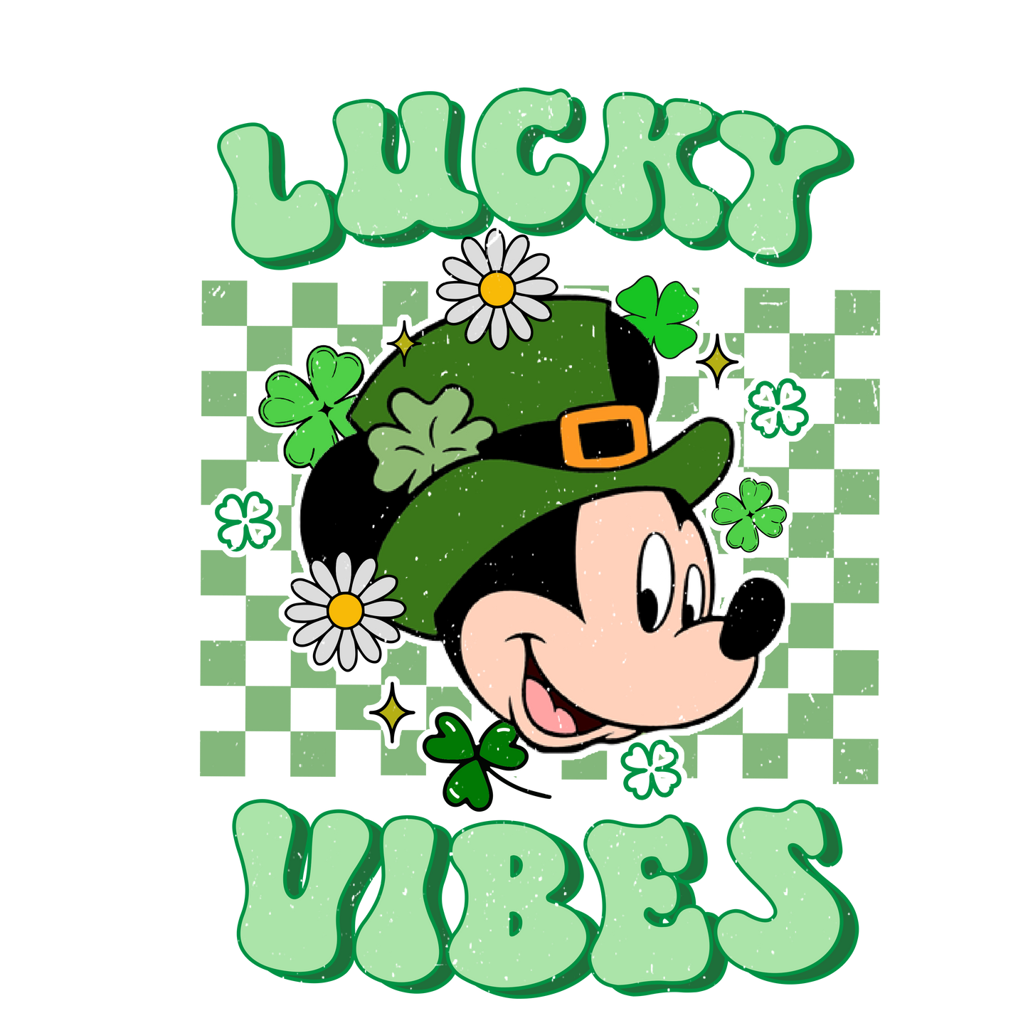 Lucky vibes mickey dtf transfer