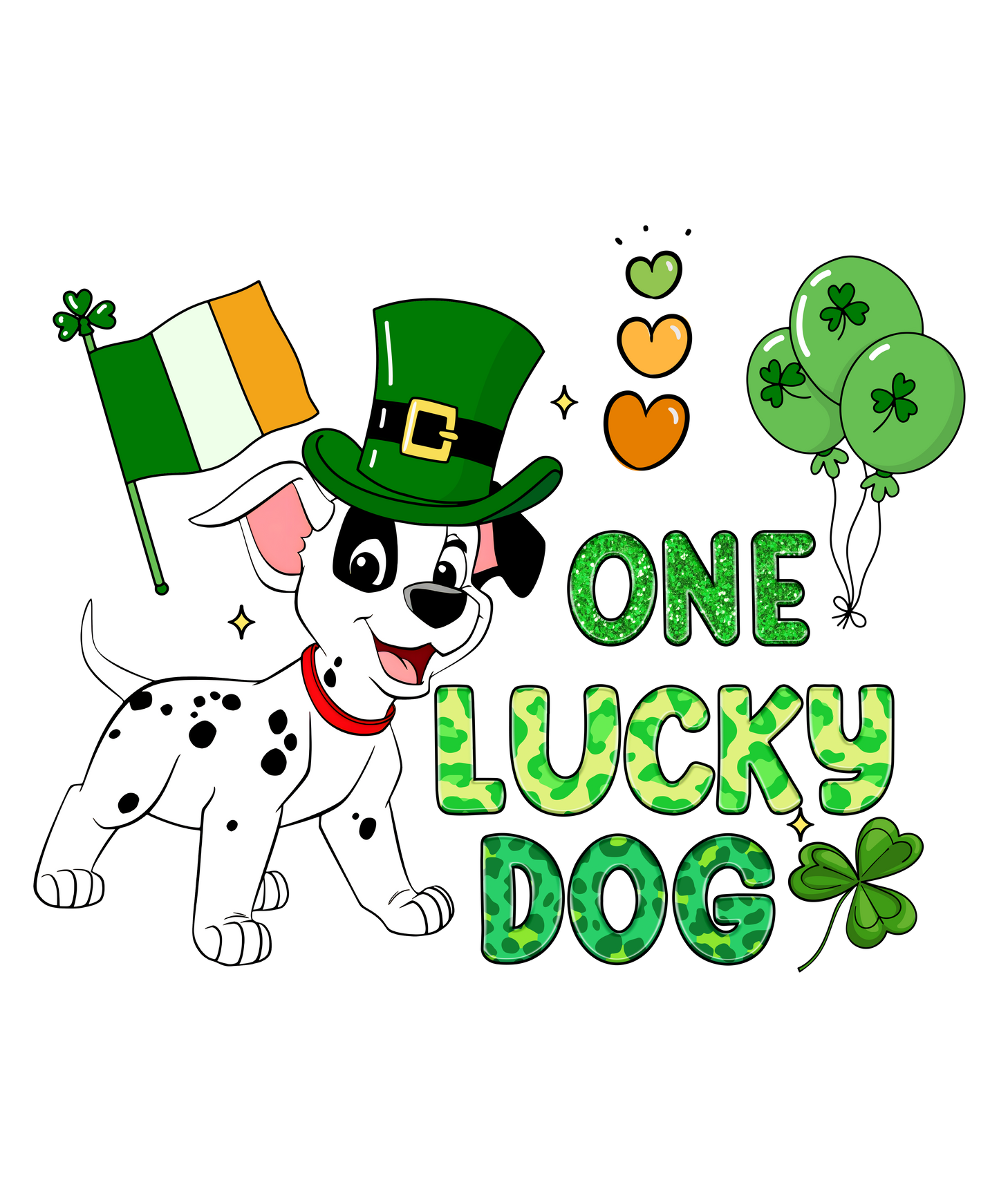 One lucky dog dtf transfer