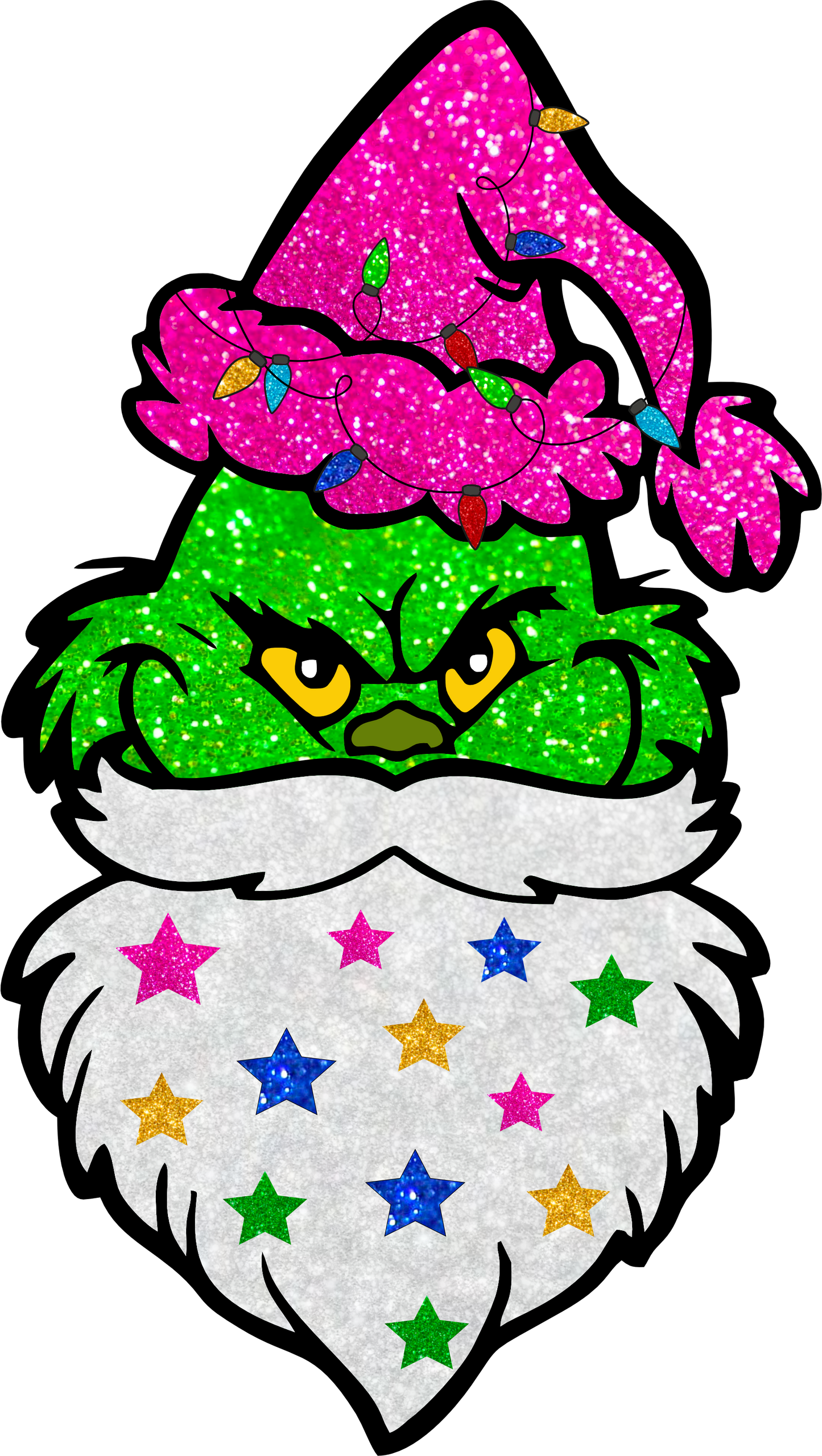 glitter grinch dtf transfer