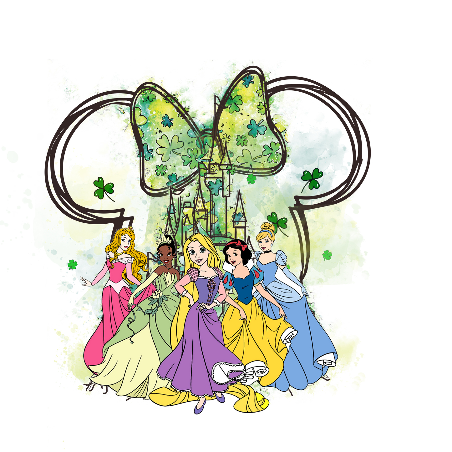 Princess Clover Ears & Castle dtf transfer