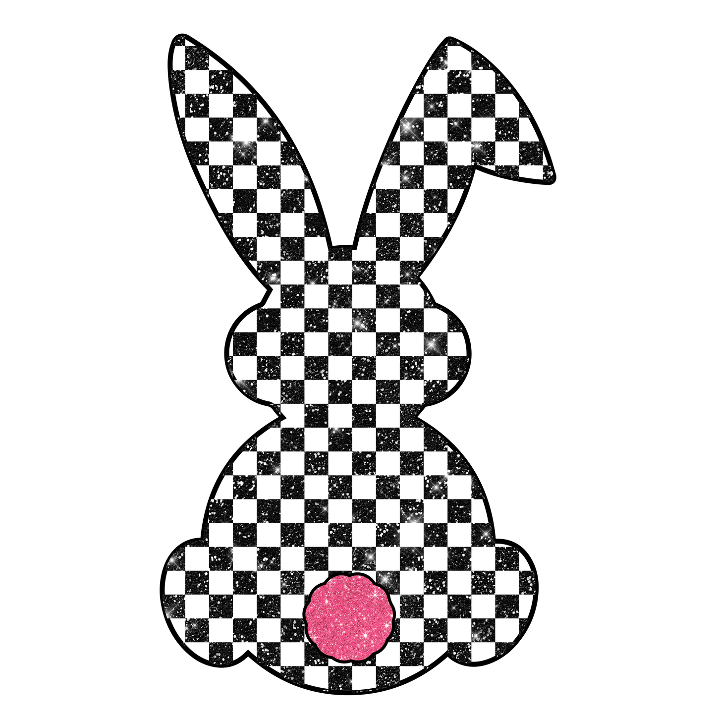 retro glitter easter bunn dtf transfer