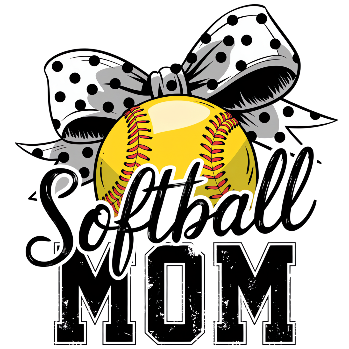 softball mom with bow dtf transfer