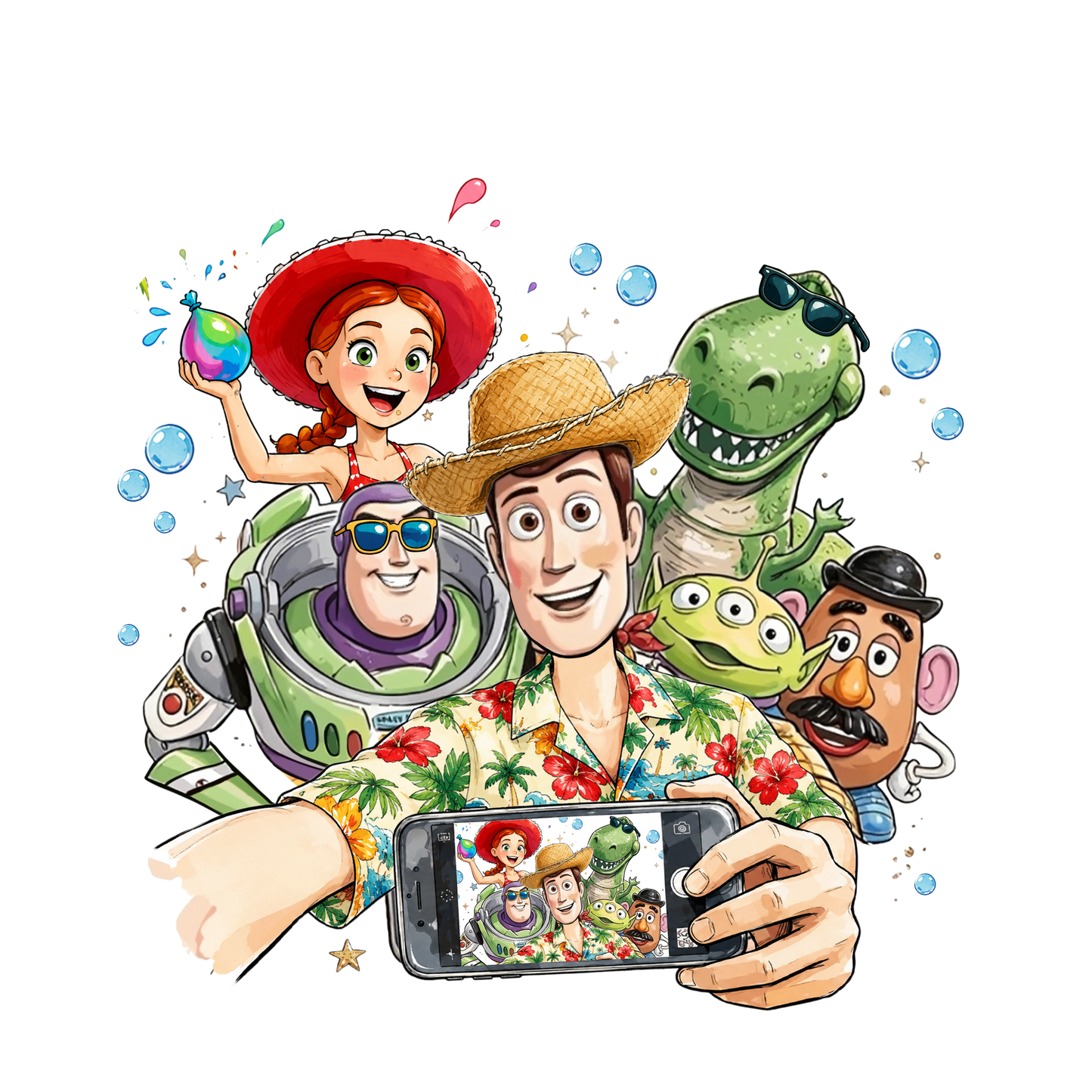 Toy story friends selfie dtf transfer