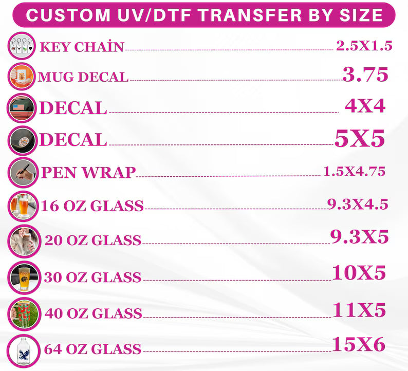 11.5 Inch UV DTF TRANSFER (DECAL) CUSTOM GANG SHEET BUILDER