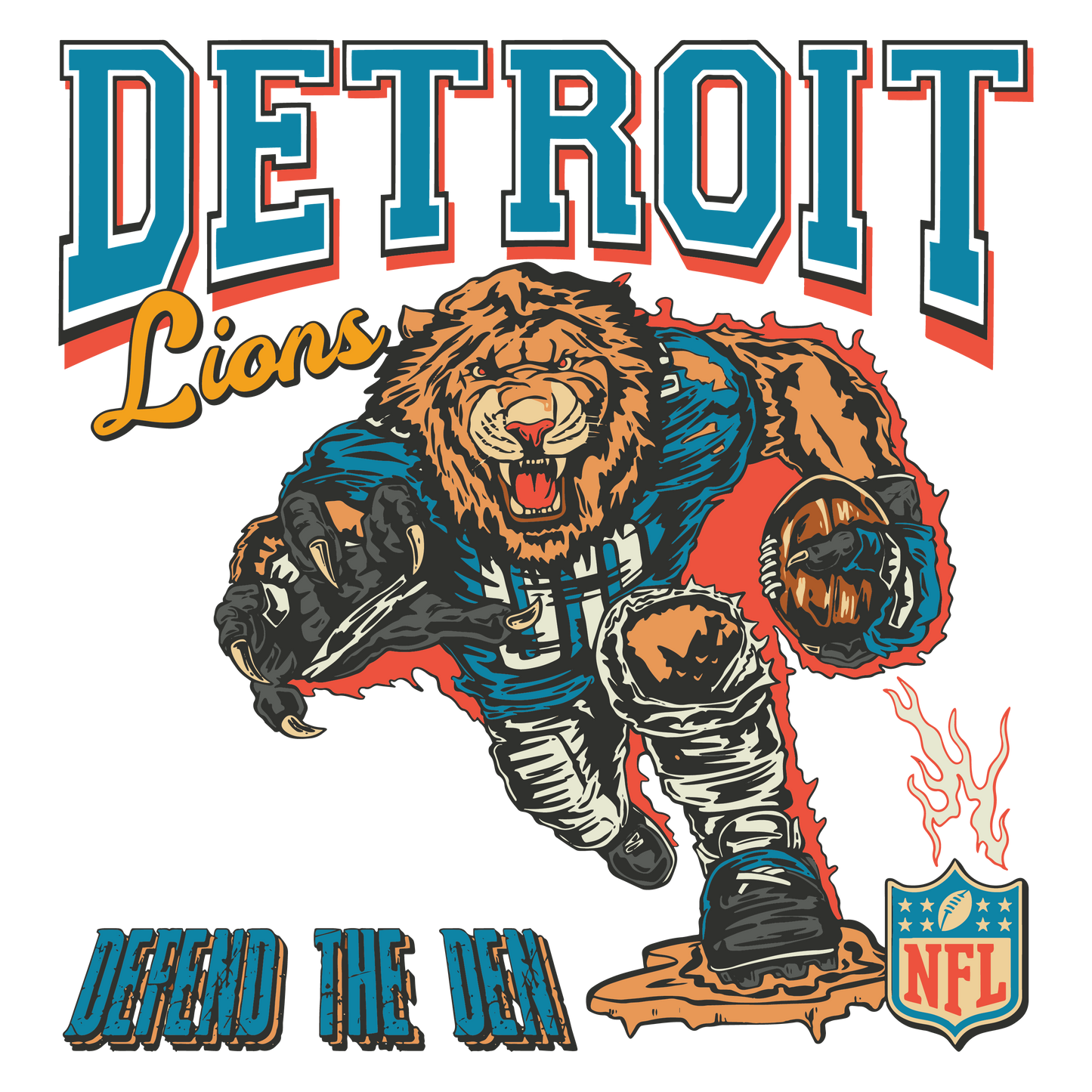 Detroit - Lions - Den  dtf transfer