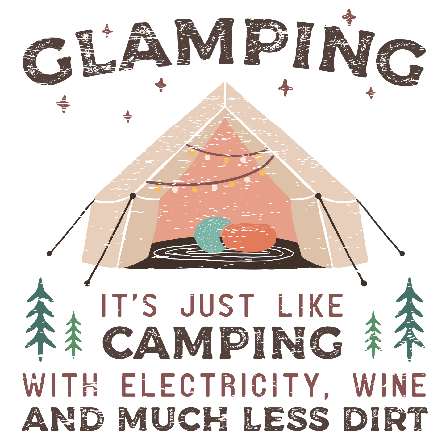 Glamping distressed dtf transfer