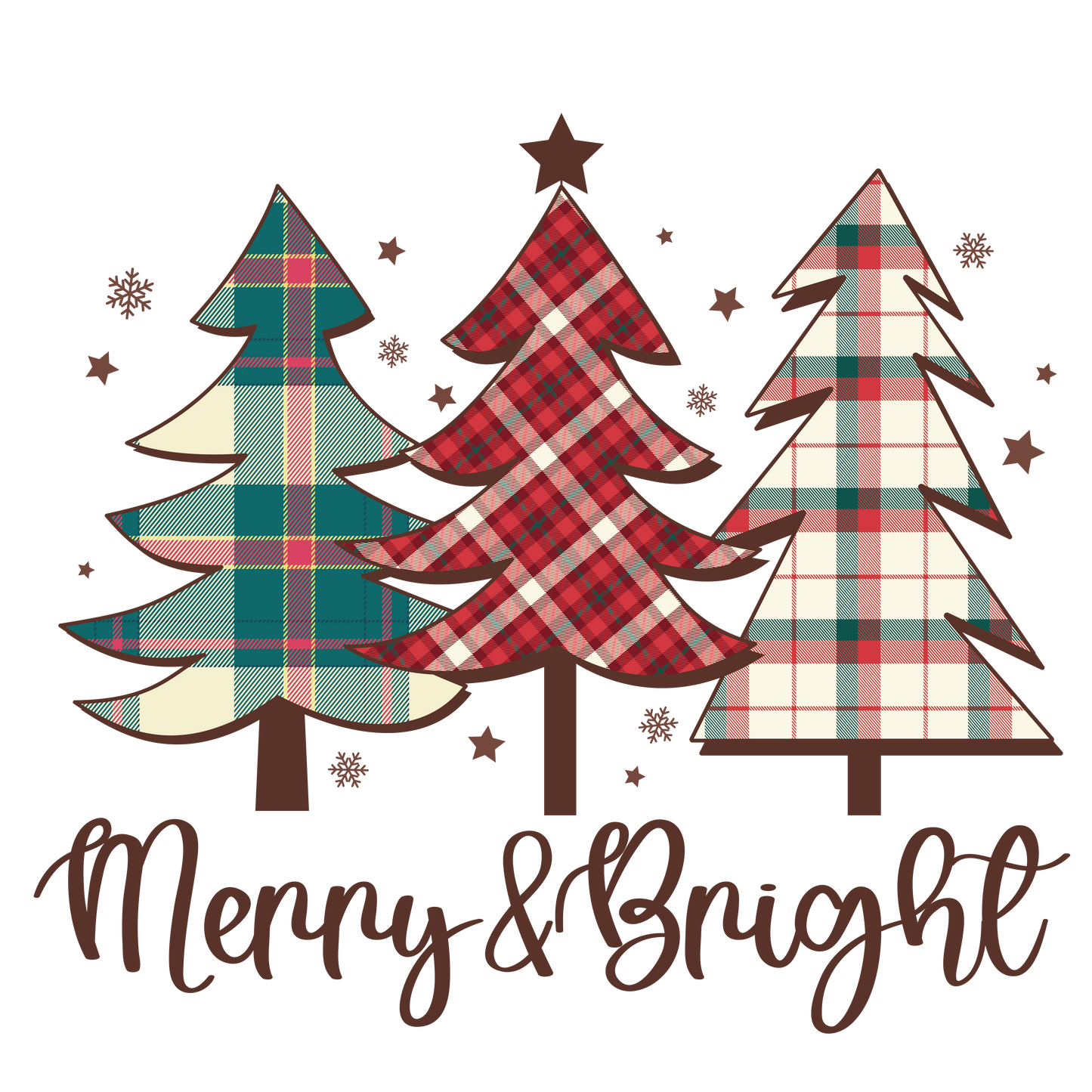 Merry & Bright plaid/brown DTF Transfer