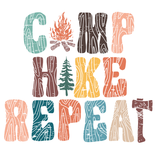 Camp Hike Repeat distressed dtf transfer