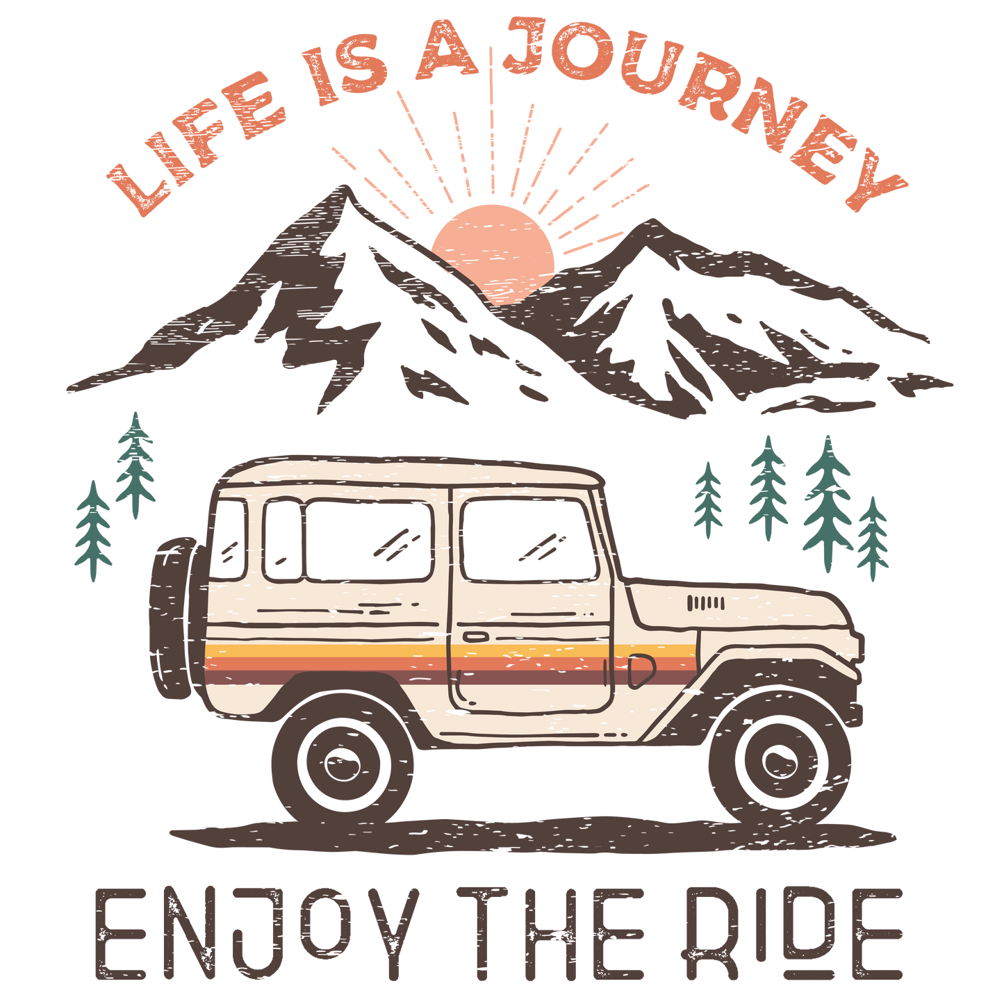 Life is a journey distressed dtf transfer