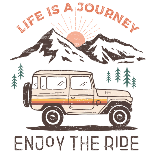 Life is a journey distressed dtf transfer