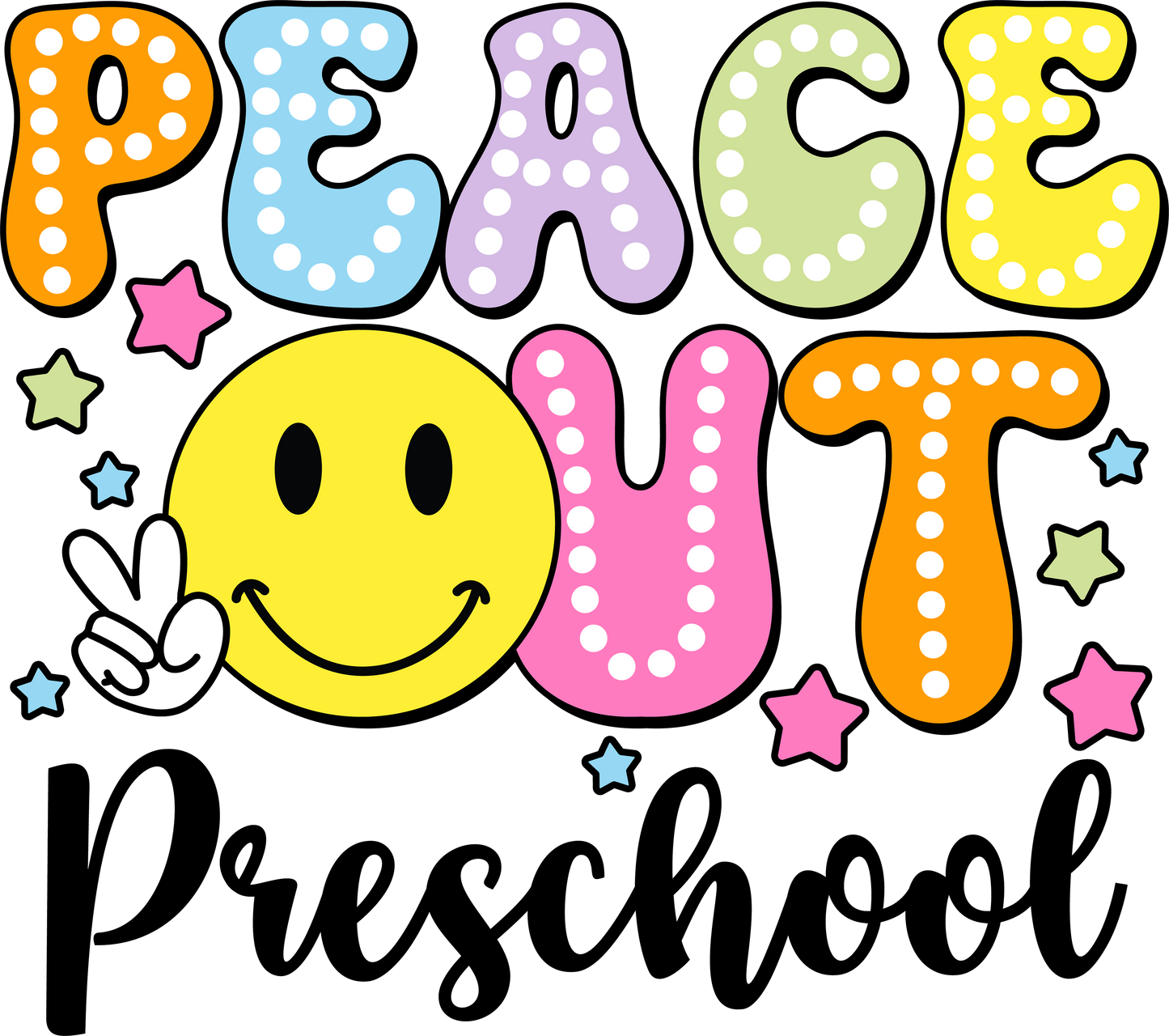 Peace out preschool dtf transfer