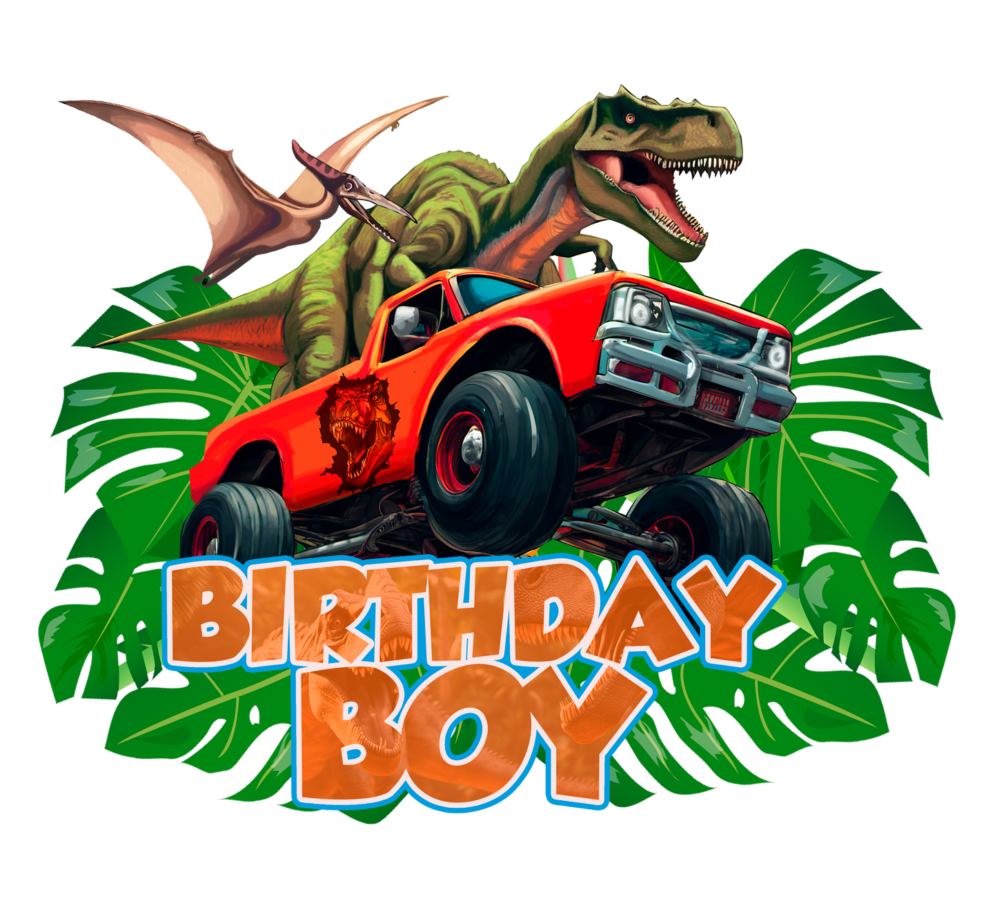 Bday boy dino dtf transfer