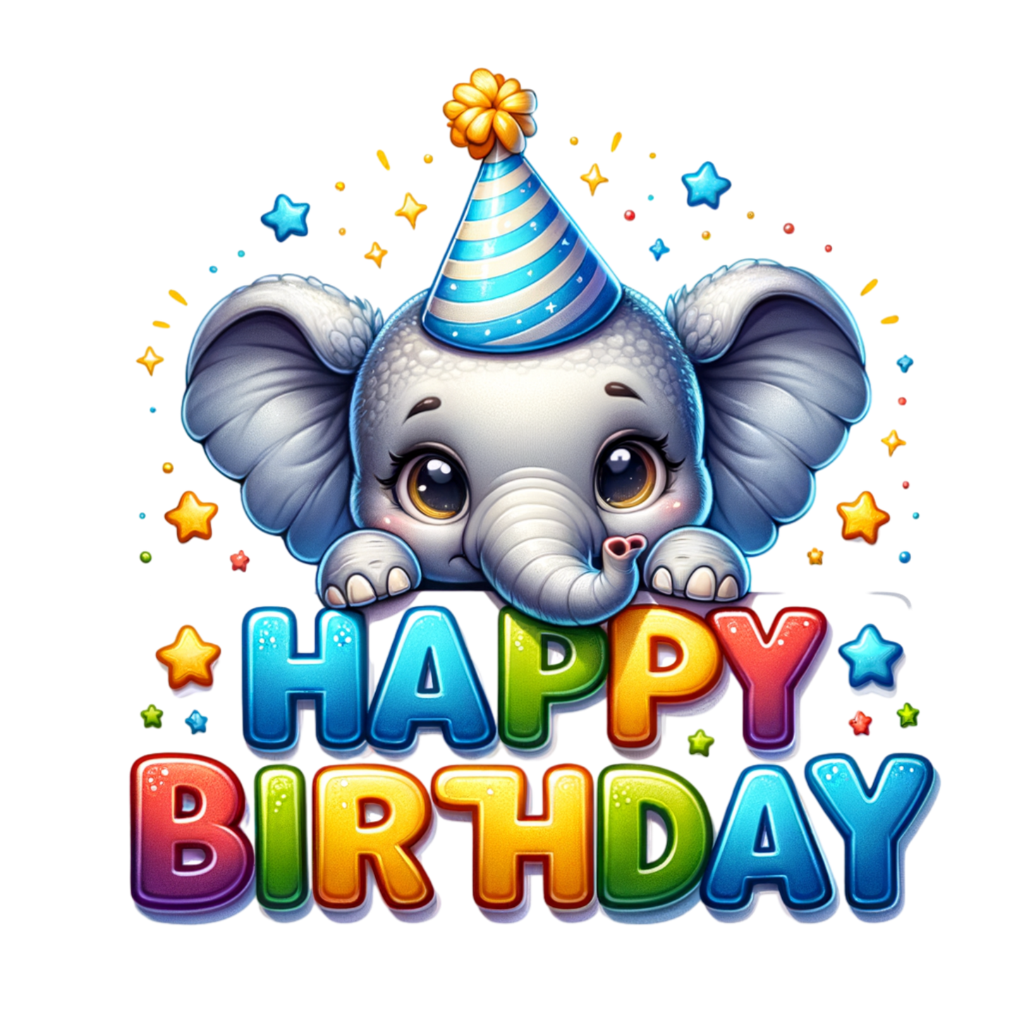 Happy birthday elephant dtf transfer