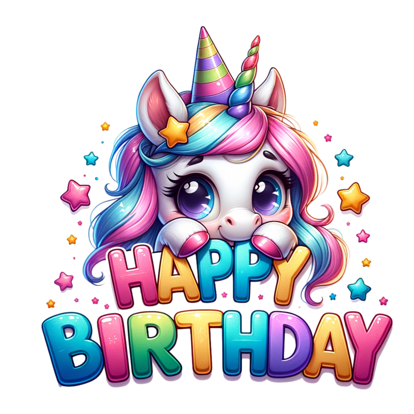 Happy birthday, unicorn dtf transfer