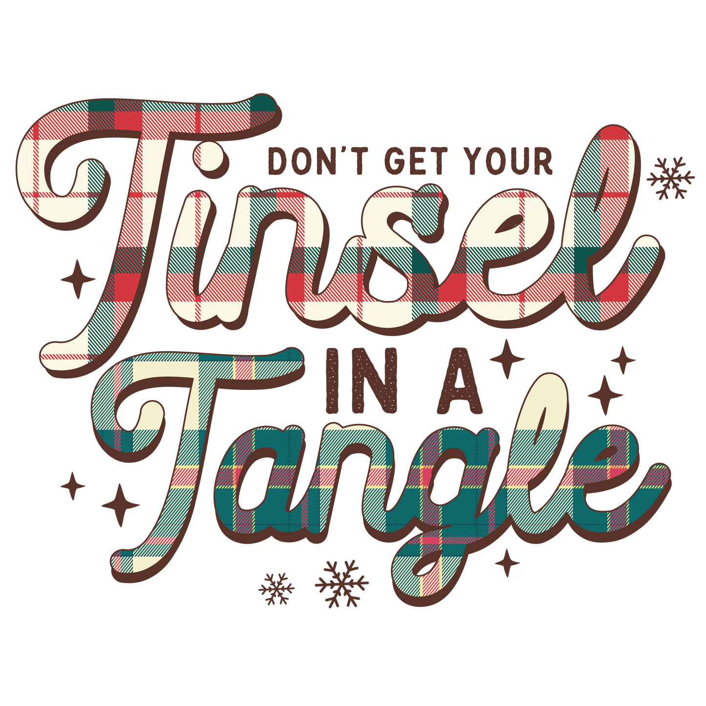 Tinsel in a tangle Plaid/Brown DTF Transfer