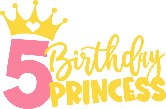 5th birthday princess l dtf transfer