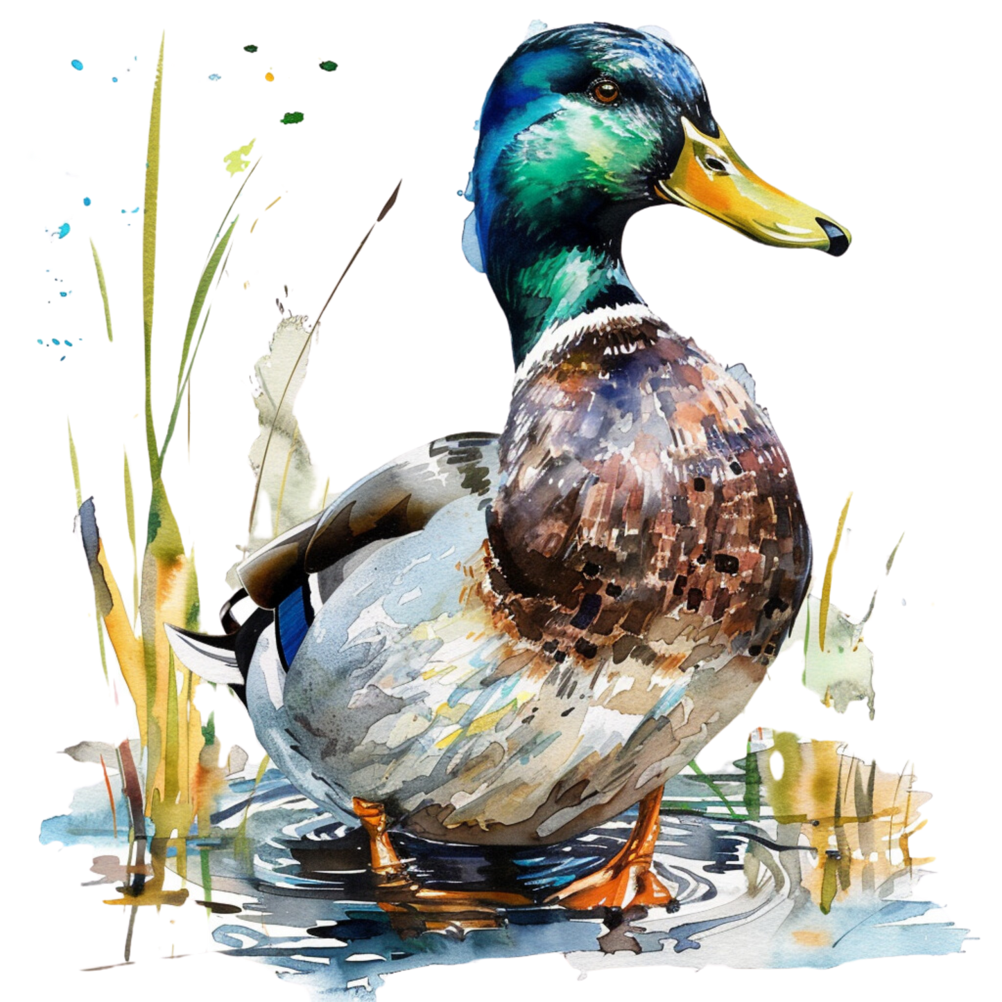 watercolor mallard duck dtf transfer