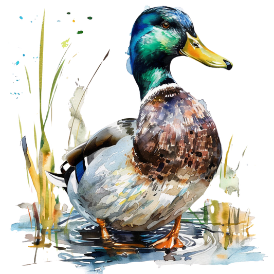 watercolor mallard duck dtf transfer