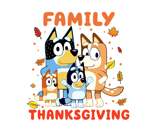 Bluey Family Thanksgiving Fall DTF Transfer