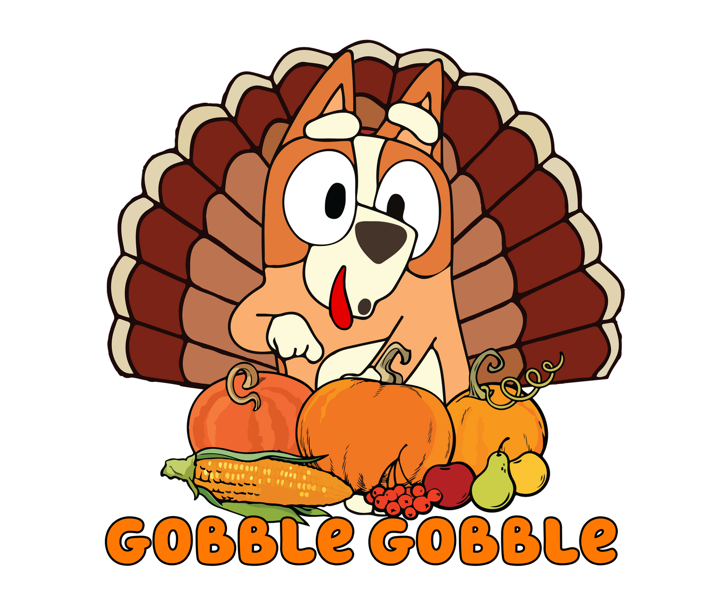 Gobble Gobble Bluey Thanksgiving Fall DTF Transfer