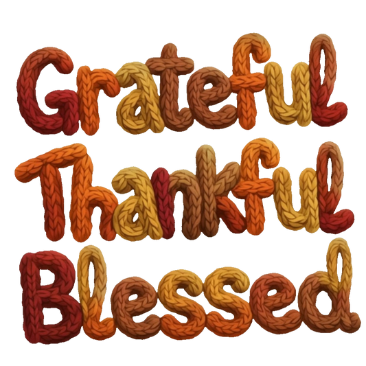 Faux yarn grateful thankful blessed